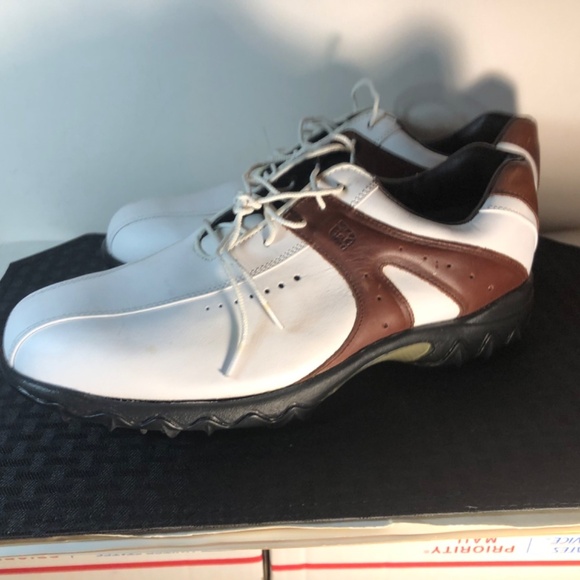 FootJoy Contour Series Mens Sz 11.5 Saddle Soft Spikes Golf Shoes - Picture 5 of 16